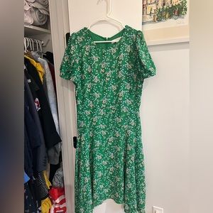 LOFT Green Buttercup Flounce Sleeve Dress, size 10.